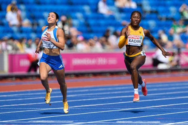 BIRMINGHAM, GREAT BRITAIN - August 10: Chelsea Kadiri (Germany) during the 100 metres round one heat race during the European Athletics Championships 2026 at Alexander Stadium in Birmingham, Great Britain (Photo by Sven Beyrich Sports Press Photo)  Copyright: xSvenxBeyrich SportsxPressxPhotox Sportspressphoto_SPR203928