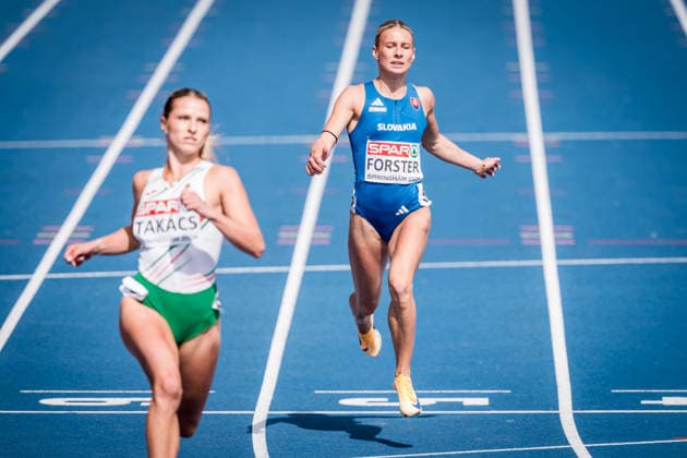 European Athletics Championships in Birmingham, United Kingdom, August 10, 2026, the women s 100 meters heat. Viktoria Forster, right, of Slovakia. (CTKxPhoto JaroslavxSvoboda) CTKPhotoP2026081003873  CTKPhotoP2026081003873