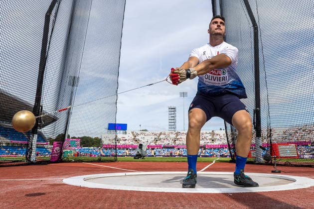 BIRMINGHAM, GREAT BRITAIN - AUGUST 10, 2026 : Giorgio OLIVIERI (ITA Italy) competing in the hammer throw qualification during the European Athletics Championships at Alexander Stadium on August 10, 2026 in Birmingham, Great Britain. Oregon Great Britain Copyright: xAxelxKohringx