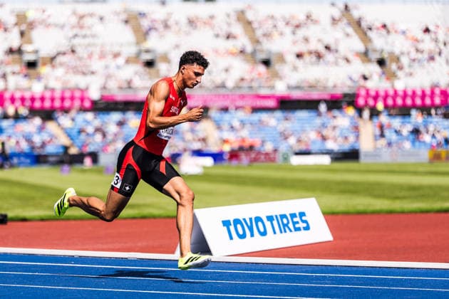 European Athletics Championships; Birmingham, 10.08.2026 BIRMINGHAM, UNITED KINGDOM - AUGUST 10: Ricky Petrucciani (Switzerland) competes in the first round of the mens 400 m on August 10, 2026 in Birmingham, United Kingdom. *** European Athletics Championships, Birmingham, August 10, 2026 BIRMINGHAM, UNITED KINGDOM AUGUST 10 Ricky Petrucciani of Switzerland competes in the first round of the men s 400-meter race on August 10, 2026, in Birmingham, United Kingdom Copyright: xBEAUTIFULxSPORTS UlfxSchillerx