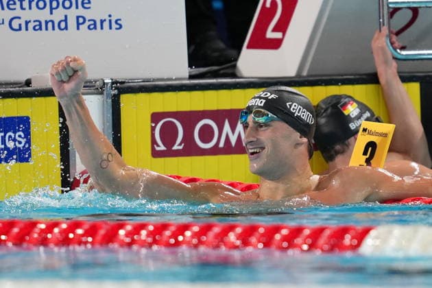 Alberto Razzetti silver medal 400 medley European Swimming Championships Paris 2026, Paris, August 10, 2026.  Copyright: xGianxMattiaxD Alberto LaPressex