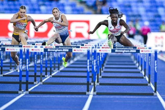the semi-finals of the women s 100m race at the European Athletics Championships (August 10-18) in Birmingham, United Kingdom, on Monday 10 August 2026. ERICxLALMAND  x183105217x