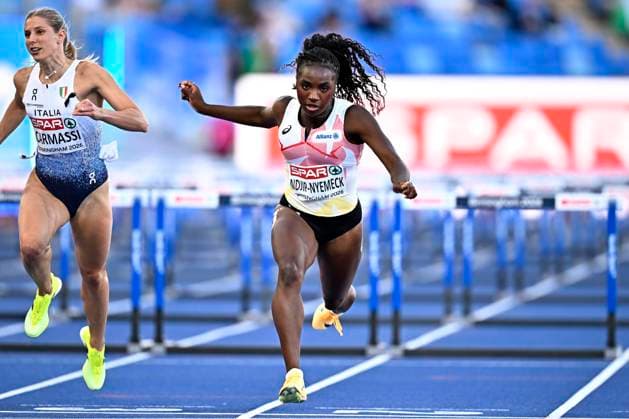 European Athletics Championships Birmingham 2026 - day 1 BIRMINGHAM, ENGLAND - AUGUST 10 : Ndjip-Nyemeck Yanla (BEL) in action during the100m Hurdles qualifiers on day 1 of the Birmingham 2026 European Athletics Championships on August 10, 2026 in Birmingham, England, 10 08 2026 Birmingham ENGLAND  Copyright: xTomasxSiskx
