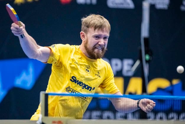MALMÖ 2026-08-10 Sweden s Elias Ranefur hits a backhand during the match against Iulian Chitita of Romania in the first round of the men s singles at the Europe Smash Sweden 2026 Table tennis, Tischtennis tournament at Malmö Arena in Malmö, Sweden, on August 10, 2026. MALMÖ SWEDEN x50090x *** MALMÖ, August 10, 2026—Sweden’s Elias Ranefur hits a backhand during the match against Iulian Chitita of Romania in the first round of the men’s singles at the Europe Smash Sweden 2026 table tennis tournament at Malmö Arena in Malmö, Sweden, on August 10, 2026 MALMÖ SWEDEN x50090x  Copyright: xJohanxNilssonx xTTx EUROPE SMASH SWEDEN 2026