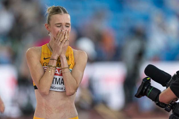 BIRMINGHAM, GREAT BRITAIN - AUGUST 10, 2026 : Kira WITTMANN (GER Germany) reacts in the triple jump qualification after a new personal best (PB) during the European Athletics Championships at Alexander Stadium on August 10, 2026 in Birmingham, Great Britain. Oregon Great Britain Copyright: xAxelxKohringx