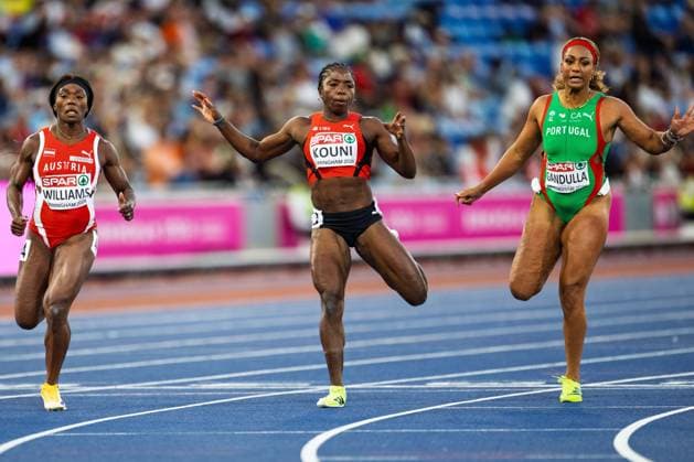 BIRMINGHAM, UNITED KINGDOM - AUGUST 10: Nathacha Kouni of Switzerland competes in the Women s 100m during the European Athletics Championships at Alexander Stadium on August 10, 2026 in Birmingham, United Kingdom. England United Kingdom Copyright: xBEAUTIFULxSPORTS TobiasxLacknerx