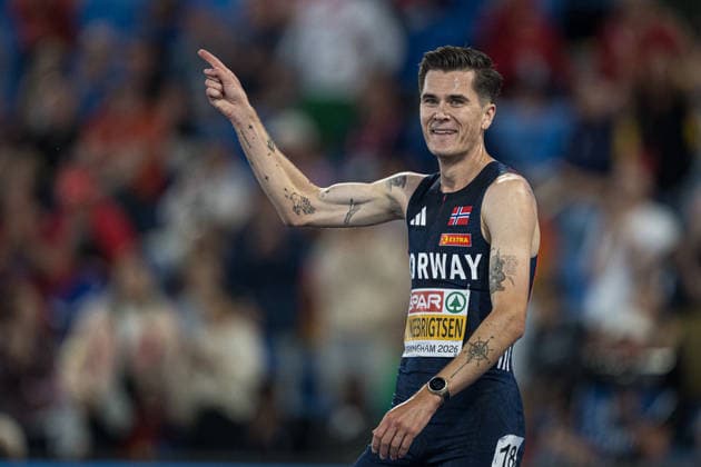 260810 Jakob Asserson Ingebrigtsen of Norway celebrates after men s 5000 meter in during day 1 of the 2026 European Athletics Championships on August 10, 2026 in Birmingham. Photo: Mathias Bergeld BILDBYRAN kod MB MT1064 friidrott athletics friidrett friidrotts-em em friidretts-em 2026 european athletics championships 1 bbeng jubel norge *** 260810 Jakob Asserson Ingebrigtsen of Norway celebrates after the men’s 5,000-meter race on Day 1 of the 2026 European Athletics Championships on August 10, 2026 in Birmingham. Photo by Mathias Bergeld, BILDBYRAN, code MB MT1064. track and field, athletics, friidrett, friidrotts EM, 2026 European Athletics Championships, 1, celebration, Norway  Copyright: MATHIASxBERGELD BB260810MB104