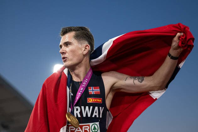 260810 Jakob Asserson Ingebrigtsen of Norway celebrates after men s 5000 meter in during day 1 of the 2026 European Athletics Championships on August 10, 2026 in Birmingham. Photo: Mathias Bergeld BILDBYRAN kod MB MT1064 friidrott athletics friidrett friidrotts-em em friidretts-em 2026 european athletics championships 1 bbeng jubel norge *** 260810 Jakob Asserson Ingebrigtsen of Norway celebrates after the men’s 5,000-meter race on Day 1 of the 2026 European Athletics Championships on August 10, 2026 in Birmingham. Photo by Mathias Bergeld, BILDBYRAN, code MB MT1064. track and field, athletics, friidrett, friidrotts EM, 2026 European Athletics Championships, 1, celebration, Norway  Copyright: MATHIASxBERGELD BB260810MB111