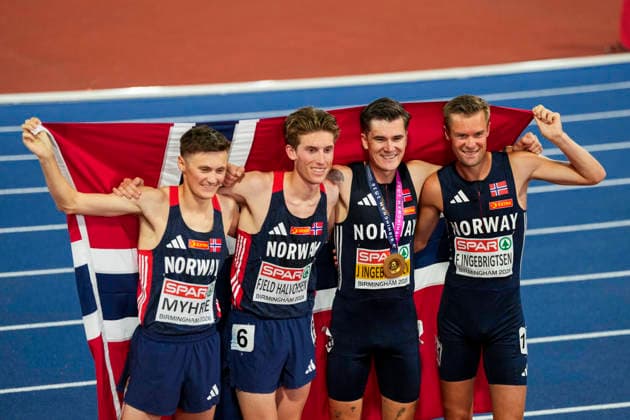 EM i friidrett utendors 2026 - Dag 1 Birmingham, England 20260810. Jakob Asserson Ingebrigtsen, Filip Mangen Ingebrigtsen, Andreas Fjeld Halvorsen og Magnus Tuv Myhre under EM i friidrett 2026 pa Alexander Stadium i Birmingham mandag. Foto: Beate Oma Dahle NTB Birmingham England EDITORIAL USE ONLY. RESTRICTED USE FOR BETTING COMPANIES Ref:_SPO7CaHqgWOGEs.jpg *** 2026 European Outdoor Athletics Championships, Day 1, Birmingham, England, August 10, 2026: Jakob Asserson Ingebrigtsen, Filip Mangen Ingebrigtsen, Andreas Fjeld Halvorsen, and Magnus Tuv Myhre during the 2026 European Athletics Championships at Alexander Stadium in Birmingham on Monday. Photo: Beate Oma Dahle, NTB, Birmingham, England. EDITORIAL USE ONLY. RESTRICTED USE FOR BETTING COMPANIES.  Copyright: xBeatexOmaxDahlex xNTBx