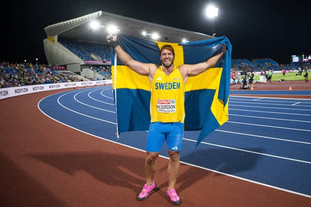 260810 Wictor Petersson of Sweden celebrates after competing in men s shot put during day 1 of the 2026 European Athletics Championships on August 10, 2026 in Birmingham. Photo: Maxim Thore BILDBYRAN kod MT MT1064 friidrott athletics friidrett friidrotts-em em friidretts-em 2026 european athletics championships 1 bbeng sverige jubel shot put kula kulestot *** 260810 Wictor Petersson of Sweden celebrates after competing in the men’s shot put during Day 1 of the 2026 European Athletics Championships on August 10, 2026 in Birmingham. Photo by Maxim Thore. BILDBYRAN code MT MT1064 athletics friidrett European Athletics Championships 2026 1 BBENG Sweden celebration shot put  Copyright: MAXIMxTHORE BB260810MT170