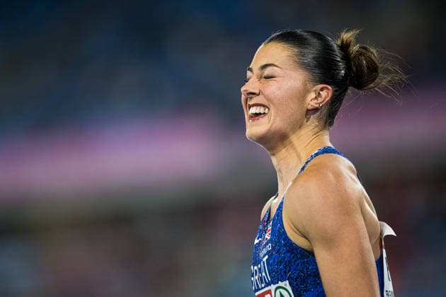 260810 Amy Hunt of Great Britain celebrates after women™s 100 meter in during day 1 of the 2026 European Athletics Championships on August 10, 2026 in Birmingham. Photo: Maxim Thore BILDBYRAN kod MT MT1064 friidrott athletics friidrett friidrotts-em em friidretts-em 2026 european athletics championships 1 bbeng jubel dam damer women *** August 10, 2026: Amy Hunt of Great Britain celebrates after the women’s 100-meter race on Day 1 of the 2026 European Athletics Championships in Birmingham. 2026 in Birmingham. Photo by Maxim Thore. BILDBYRAN code MT MT1064 track and field athletics friidrett friidrotts em em friidretts em 2026 European Athletics Championships 1 bbeng celebration women  Copyright: MAXIMxTHORE BB260810MT182