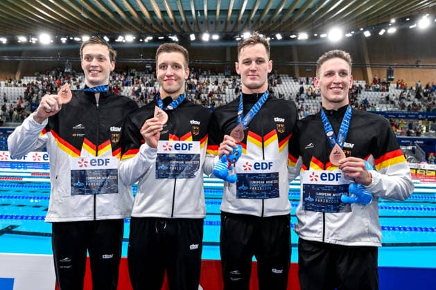 Swimming, European Championships in Paris, 4x200m, German men’s freestyle relay team wins bronze