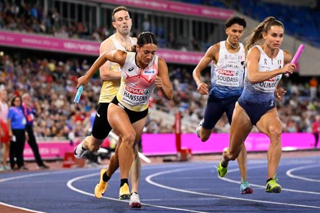 European Athletics Championships Birmingham 2026 - day 1 BIRMINGHAM, ENGLAND - AUGUST 10 : Vanderbemden Robin (BEL) and Hanssens Ilana (BEL) in action during the 4x400m mixed on day 1 of the Birmingham 2026 European Athletics Championships on August 10, 2026 in Birmingham, England, 10 08 2026 Birmingham ENGLAND  Copyright: xTomasxSiskx