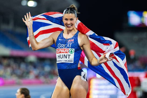 BIRMINGHAM, UNITED KINGDOM - AUGUST 10: Amy Hunt of Great Britain in the Women s 100m during the European Athletics Championships at Alexander Stadium on August 10, 2026 in Birmingham, United Kingdom. England United Kingdom Copyright: xBEAUTIFULxSPORTS TobiasxLacknerx