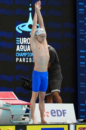 Leon Marchand from France at the Swimming European Aquatics Championships Paris 2026, Paris, August 10, 2026 .  Copyright: xGianxMattiaxD Alberto LaPressex