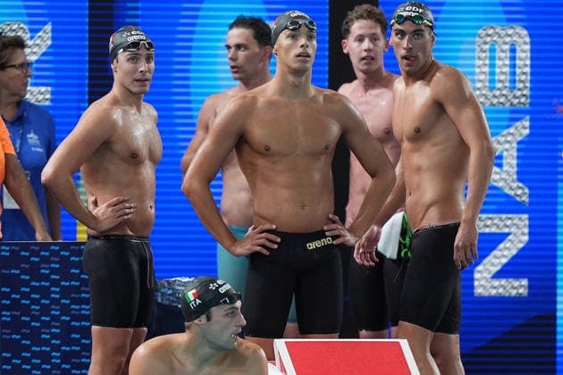 Italy™team during Men™s 4x200m Freestyle Final at the Swimming European Aquatics Championships Paris 2026, Paris, August 10, 2026  Copyright: xSpada LaPressex