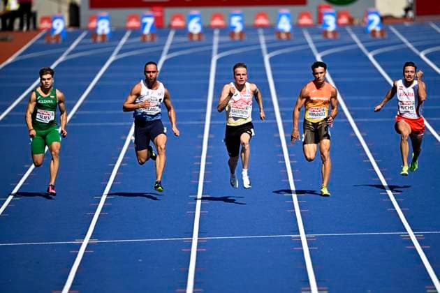 European Athletics Championships Birmingham 2026 - day 2 BIRMINGHAM, ENGLAND - AUGUST 11 : Verherstraeten Simon (BEL) in action during the 100m Men Round 1 Heat 2 on day 2 of the Birmingham 2026 European Athletics Championships on August 11, 2026 in Birmingham, England, 11 08 2026 Birmingham ENGLAND  Copyright: xTomasxSiskx