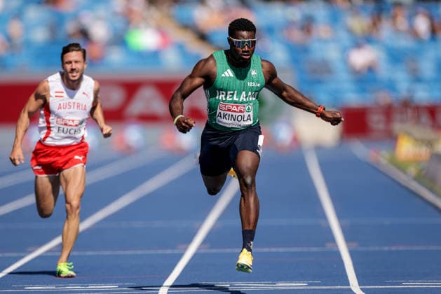 2026 European Athletics Championships, Alexander Stadium, Birmingham, England 11 8 2026 Men™s 100m Round One Heat 2 Ireland™s Bori Akinola on his way to victory Bori Akinola on his way to victory 11 8 2026  Copyright: xx 0U6A6831