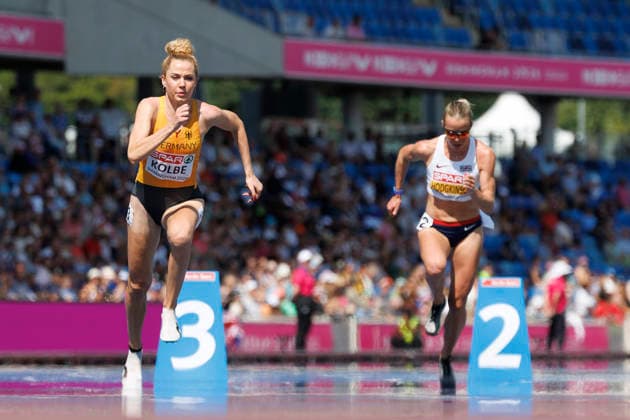 BIRMINGHAM, GREAT BRITAIN - AUGUST 11, 2026 : Smilla KOLBE (GER Germany), Keely HODGKINSON (GBR Great Britain) competing in the 800m (R1) during the European Athletics Championships at Alexander Stadium on August 11, 2026 in Birmingham, Great Britain. Oregon Great Britain Copyright: xAxelxKohringx