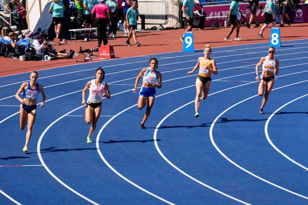BIRMINGHAM, GREAT BRITAIN - AUGUST 11, 2026 : Smilla KOLBE (GER Germany) and Keely HODGKINSON (GBR Great Britain) competing in the 800m heats during the European Athletics Championships at Alexander Stadium on August 11, 2026 in Birmingham, Great Britain. Nordrhein-Westfalen Great Britain Copyright: xLeahxKohringx