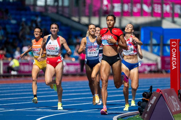 11.08.2026, GBR, Leichtathletik, Europameisterschaft 2026, Morgensession Tag 2, Birmingham Audrey Werro ( Schweiz ), Clara Liberman ( Frankreich ), 800 Meter Damen, Vorlauf Birmingham Alexander Stadium England Großbritannien *** August 11, 2026, GBR, Track and Field, 2026 European Championships, Morning Session, Day 2, Birmingham: Audrey Werro (Switzerland), Clara Liberman (France), Women s 800 Meters, Heats, Alexander Stadium, Birmingham, England, Great Britain Copyright: xNordphoto Memmlerx