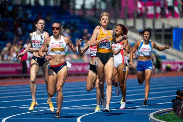 11.08.2026, GBR, Leichtathletik, Europameisterschaft 2026, Morgensession Tag 2, Birmingham Smilla Kolbe ( Deutschland ), Keely Hodgkinson ( Großbritannien ), Eloisa Coiro ( Italien ), 800 Meter Damen, Vorlauf Birmingham Alexander Stadium England Großbritannien *** August 11, 2026, GBR, Track and Field, 2026 European Championships, Morning Session, Day 2, Birmingham: Smilla Kolbe (Germany), Keely Hodgkinson (Great Britain), Eloisa Coiro (Italy), Women’s 800 Meters, Heats, Alexander Stadium, Birmingham, England, Great Britain Copyright: xNordphoto Memmlerx
