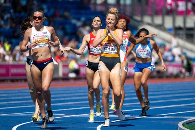 11.08.2026, GBR, Leichtathletik, Europameisterschaft 2026, Morgensession Tag 2, Birmingham Smilla Kolbe ( Deutschland ), Keely Hodgkinson ( Großbritannien ), 800 Meter Damen, Vorlauf Birmingham Alexander Stadium England Großbritannien *** August 11, 2026, GBR, Track and Field, 2026 European Championships, Morning Session, Day 2, Birmingham: Smilla Kolbe (Germany), Keely Hodgkinson (Great Britain), Women s 800 Meters, Prelims, Alexander Stadium, Birmingham, England, Great Britain Copyright: xNordphoto Memmlerx