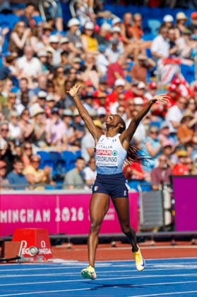 BIRMINGHAM, GREAT BRITAIN - AUGUST 11, 2026 : Ayomide FOLORUNSO (ITA Italy) reacts after the 800m (R1) during the European Athletics Championships at Alexander Stadium on August 11, 2026 in Birmingham, Great Britain. Oregon Great Britain Copyright: xAxelxKohringx