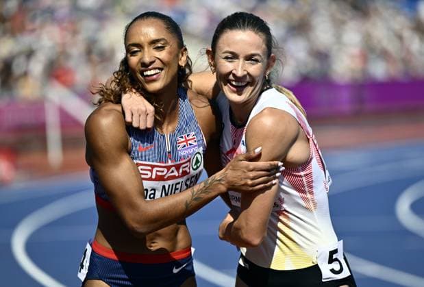 RECORD DATE NOT STATED Belgian Paulien Couckuyt pictured as she won in the semifinals of the Women 400m Hurdles race, on the second day of the European Athletics Championships (August 10-18) in Birmingham, United Kingdom, on Tuesday 11 August 2026. ERICxLALMAND  x183154720x