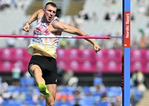 RECORD DATE NOT STATED Belgian Thomas Carmoy participates in the Men High Jump qualification, on the second day of the European Athletics Championships (August 10-18) in Birmingham, United Kingdom, on Tuesday 11 August 2026. ERICxLALMAND  x183157001x