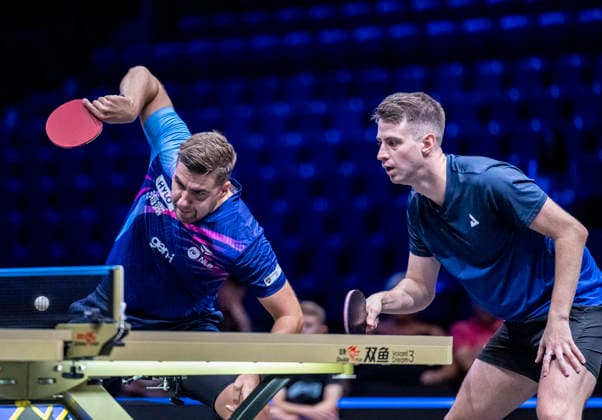 MALMÖ 2026-08-11 Darko Jorgic and Deni Kozul from Slovenia against Sweden s Anton Kallberg and Kristian Karlsson in the first round match of the men s doubles at the Table tennis, Tischtennis tournament Europe Smash Sweden 2026 at Malmo Arena in Malo, Sweden, on August 11, 2026. MALMÖ SWEDEN x50090x *** MALMÖ, August 11, 2026 — Darko Jorgic and Deni Kozul of Slovenia faced Sweden’s Anton Kallberg and Kristian Karlsson in the first-round match of the men’s doubles at the Europe Smash Sweden 2026 table tennis tournament at Malmö Arena in Malmö, Sweden, on August 11, 2026 MALMÖ SWEDEN x50090x  Copyright: xJohanxNilssonx xTTx EUROPE SMASH SWEDEN 2026
