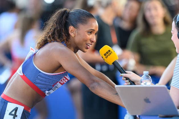 BIRMINGHAM, GREAT BRITAIN - August 11: Lina Nielsen (Great Britain) talking to BBC after the 400 metres hurdles semi-final during the European Athletics Championships 2026 at Alexander Stadium in Birmingham, Great Britain (Photo by Sven Beyrich Sports Press Photo)  Copyright: xSvenxBeyrich SportsxPressxPhotox Sportspressphoto_SPR204251