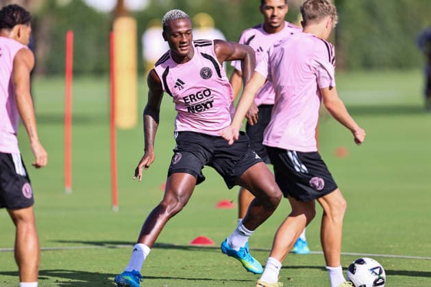 FORT LAUDERDALE, FL - AUGUST 11:Fricio Caicedo (15) of Inter Miami CF is seen during an Inter Miami Training Session at Florida Blue Training Center on August 11, 2026 in Fort Lauderdale, Florida. (Photo by Chris Arjoon Icon Sportswire) SOCCER: AUG 11 Inter Miami CF Training EDITORIAL USE ONLY Icon26081100000001