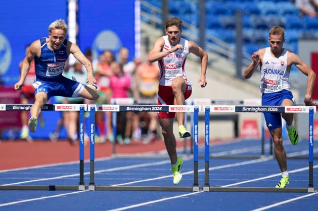 ATHLETICS - European Athletics Championships BIRMINGHAM,ENGLAND,11.AUG.26 - ATHLETICS - European Athletics Championships, 400m hurdles, Men. Image shows Niklas Strohmayer-Dangl (AUT).  GEPAxpictures xRanjithxKumar