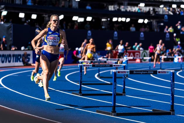 European Athletics Championships; Birmingham, 11.08.2026 BIRMINGHAM, UNITED KINGDOM - AUGUST 11: Viktoriya Tkachuk (UKR - Ukraine) during the semi final of the womens 400 m hurdles on August 11, 2026 in Birmingham, United Kingdom. *** European Athletics Championships, Birmingham, August 11, 2026 BIRMINGHAM, UNITED KINGDOM AUGUST 11 Viktoriya Tkachuk (UKR, Ukraine) during the semifinal of the women s 400-meter hurdles on August 11, 2026, in Birmingham, United Kingdom Copyright: xBEAUTIFULxSPORTS UlfxSchillerx