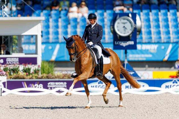 AACHEN - FEI World Championships 2026, AACHEN - FEI World Championships 2026 MENDOZA LOOR Julio (ECU), Jewel s Goldstrike FEI Dressage World Championship, WM, Weltmeisterschaft Grand Prix de Dressage 1st Part Team Finale & Einzelqualifikation Lambertz-Preis Aachen, Reitstadion Soers 11. August 2026 - *** 2026 FEI World Championships in Aachen, AACHEN FEI World Championships 2026 MENDOZA LOOR Julio ECU, Jewel’s Goldstrike FEI Dressage World Championship Grand Prix de Dressage, Part 1: Team Final, Individual Qualification, Lambertz Prize Aachen, Soers Equestrian Stadium, August 11, 2026