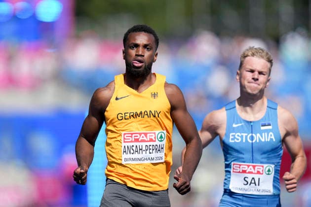 ATHLETICS - European Athletics Championships BIRMINGHAM,ENGLAND,11.AUG.26 - ATHLETICS - European Athletics Championships,100m Men, qualification. Image shows Lucas Ansah-Peprah (GER).  GEPAxpictures xRanjithxKumar
