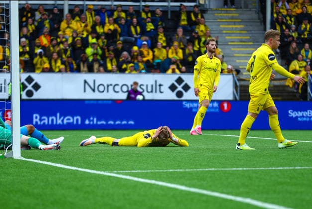 Fotball, Champions League 2025 2026: Bodo Glimt - Union Saint-Gilloise Bodo 20260811. Malsjanse til Bodo Glimt under kvalifiseringskampen til Champions League mellom Bodo Glimt og Union Saint-Gilloise pa Aspmyra stadion. Foto: Mats Torbergsen NTB Bodo Norge EDITORIAL USE ONLY. RESTRICTED USE FOR BETTING COMPANIES Ref:_SPOS6SzRqLlyl0.jpg *** Soccer, Champions League 2025 2026 Bodo Glimt Union Saint Gilloise Bodo 20260811 Bodo Glimt has a scoring opportunity during the Champions League qualifying match between Bodo Glimt and Union Saint Gilloise at Aspmyra Stadium. Photo: Mats Torbergsen, NTB Bodo, Norway EDITORIAL USE ONLY RESTRICTED USE FOR BETTING COMPANIES  Copyright: xMatsxTorbergsenx xNTBx