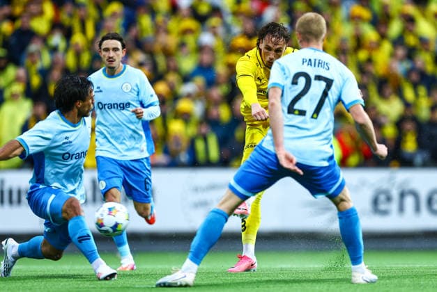 Fotball, Champions League 2025 2026: Bodo Glimt - Union Saint-Gilloise Bodo 20260811. Andreas Klausen Helmersen under kvalifiseringskampen til Champions League mellom Bodo Glimt og Union Saint-Gilloise pa Aspmyra stadion. Foto: Mats Torbergsen NTB Bodo Norge EDITORIAL USE ONLY. RESTRICTED USE FOR BETTING COMPANIES Ref:_SPOEpHQ9pjWMgU.jpg *** Soccer, Champions League 2025–2026 Bodo Glimt Union Saint Gilloise Bodo 20260811 Andreas Klausen Helmersen during the Champions League qualifying match between Bodo Glimt and Union Saint Gilloise at Aspmyra Stadium Photo: Mats Torbergsen, NTB, Bodo, Norway EDEDITORIAL USE ONLY; RESTRICTED USE FOR BETTING COMPANIES  Copyright: xMatsxTorbergsenx xNTBx