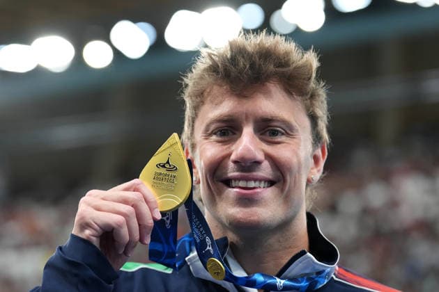 NiccolÃ² Martinenghi gold medal Men s 100m breaststroke the Swimming European Aquatics Championships Paris 2026, Paris, August 11, 2026 .  Copyright: xDavidexSpada LaPressex