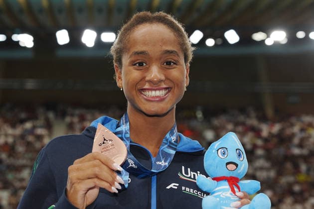 Sara Curtis Winner bronze medal Women s 100m Freestyle Final the Swimming European Aquatics Championships Paris 2026, Paris, August 11, 2026 .  Copyright: xGianxMattiaxD Alberto LaPressex