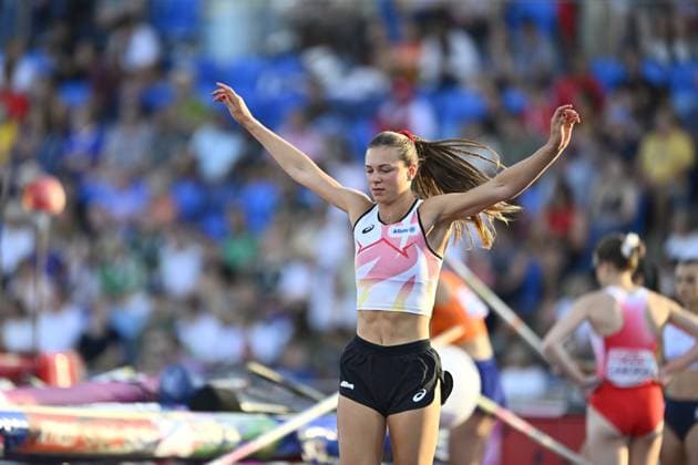 Belgian Elien Vekemans pictured during the women s pole vault event on the second day of the European Athletics Championships (August 10-18) in Birmingham, United Kingdom, on Tuesday 11 August 2026. ERICxLALMAND  x183182361x