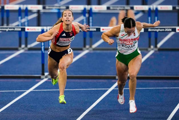 EM i friidrett utendors 2026 - Dag 2 Birmingham, England 20260811. Martine Hjornevik in the women s 100 meter hurdles semi-final during the European Athletics Championships 2026 at Alexander Stadium in Birmingham on Tuesday. Photo: Beate Oma Dahle NTB Birmingham England EDITORIAL USE ONLY. RESTRICTED USE FOR BETTING COMPANIES Ref:_SPOoiOBvUxU2VY.jpg *** 2026 European Outdoor Athletics Championships, Day 2, Birmingham, England, August 11, 2026. Martine Hjornevik in the women’s 100-meter hurdles semifinal during the 2026 European Athletics Championships at Alexander Stadium in Birmingham on Tuesday. Photo: Beate Oma Dahle, NTB, Birmingham, England. EDITORIAL USE ONLY. RESTRICTED USE FOR BETTING COMPANIES.  Copyright: xBeatexOmaxDahlex xNTBx