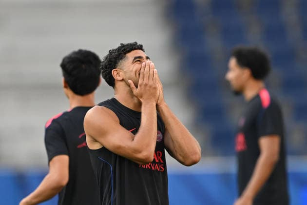 PSG hold final training session ahead of UEFA Super Cup SALZBURG, AUSTRIA - AUGUST 11: Paris Saint-Germain s Achraf Hakimi takes part in the team s final training session under head coach Luis Enrique at Salzburg Stadium in Salzburg, Austria, ahead of the UEFA Super Cup match against Aston Villa on August 11, 2026. Harun Ozalp Anadolu Salzburg Austria. Editorial use only. Please get in touch for any other usage.  Copyright: x2026xAnadoluxHarunxOzalpx
