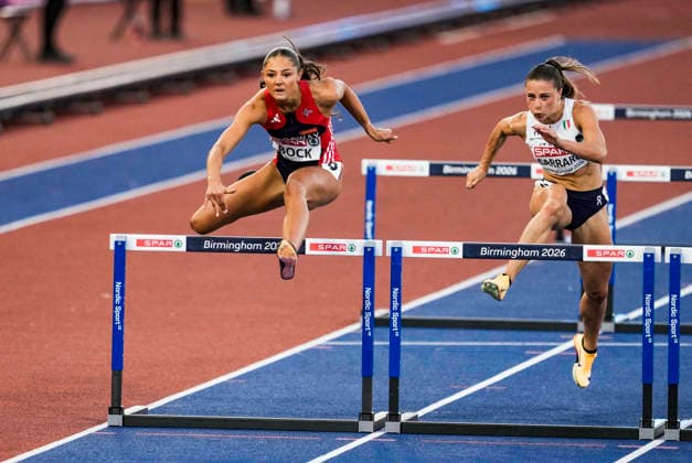 EM i friidrett utendors 2026 - Dag 2 Birmingham, England 20260811. Elea Jorstad Bock i ovelsen 100 meter hekk kvinner semifinale under EM i friidrett 2026 pa Alexander Stadium i Birmingham tirsdag. Foto: Beate Oma Dahle NTB Birmingham England EDITORIAL USE ONLY. RESTRICTED USE FOR BETTING COMPANIES Ref:_SPOdBjlc0zzOIE.jpg *** 2026 European Outdoor Athletics Championships, Day 2, Birmingham, England 20260811 Elea Jorstad Bock in the women’s 100-meter hurdles semifinal at the 2026 European Athletics Championships at Alexander Stadium in Birmingham on Tuesday. Photo: Beate Oma Dahle, NTB, Birmingham, England. EDITORIAL USE ONLY. RESTRICTED USE FOR BETBETTING COMPANIES  Copyright: xBeatexOmaxDahlex xNTBx