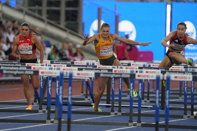 Birmingham , Leichtathletik, Athletics, Track and Field, EAA, Leichtathletik EM Birmingham 2026 European Championships birmingham 2026 , 10.08-17.08.2026, Alexander Stadium Birmingham, Grossbritannien , 100m Hürden Frauen, 100m Hurdles Women, Franziska Schuster Deutschland , Germany GER, lost balance FotoCopyright Gladys Chai von der Laage *** Birmingham, Track and Field, Athletics, EAA, 2026 European Athletics Championships in Birmingham, August 10–17, 2026, Alexander Stadium, Birmingham, United Kingdom, Women’s 100m Hurdles, Franziska Schuster, Germany (GER), lost balance; Photo copyright Gladys Chai von der Laage