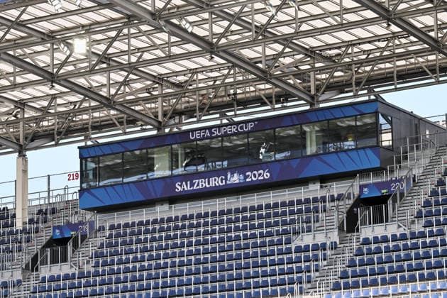 Salzburg Stadium prepared to host UEFA Super Cup final SALZBURG, AUSTRIA - AUGUST 11: A view of Salzburg Stadium, where preparations have been completed ahead of the UEFA Super Cup final between UEFA Champions League winners Paris Saint-Germain and UEFA Europa League winners Aston Villa, in Salzburg, Austria on August 11, 2026. Isa Terli Anadolu Salzburg Austria. Editorial use only. Please get in touch for any other usage.  Copyright: x2026xAnadoluxIsaxTerlix