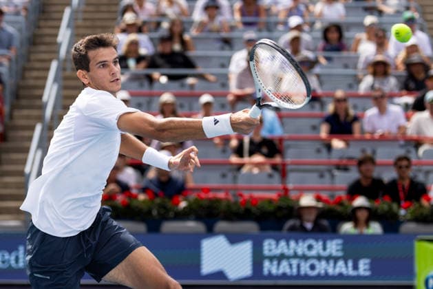 August 11, 2026, Montreal, Quebec, Canada: RAFAEL JODAR (20) from Spain volley in match against Arthur Fils (18) from France in quarter final at Canadian Open at IGA stadium in Montreal, Quebec, Canada on 2026-08-11 Montreal Canada - ZUMAl189 20260811_zsp_l189_047 Copyright: xYannickxLegarex