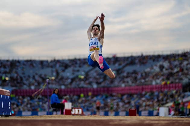 BIRMINGHAM, UNITED KINGDOM - AUGUST 11: Miltiadis Tentoglou of Greece competes in the Men s Long Jump Final during the European Athletics Championships at Alexander Stadium on August 11, 2026 in Birmingham, United Kingdom. England United Kingdom Copyright: xBEAUTIFULxSPORTS TobiasxLacknerx