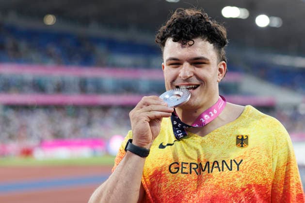 BIRMINGHAM, GREAT BRITAIN - AUGUST 11, 2026 : Merlin HUMMEL (GER Germany) gets Silver in the hammer throw during the European Athletics Championships at Alexander Stadium on August 11, 2026 in Birmingham, Great Britain. Great Britain Copyright: xAxelxKohringx